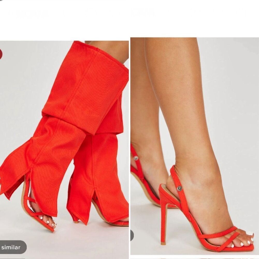 NWOT Fashion Nova Hoedown Made For Me Heeled Sandals Orange $45 6.5